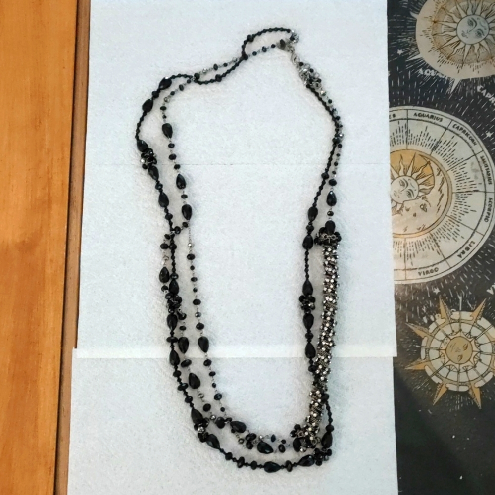 Chico's Statement black and silver triple strand necklace